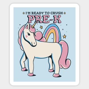 Ready to Crush Pre-K Cute Unicorn Back to School Preschool Sticker